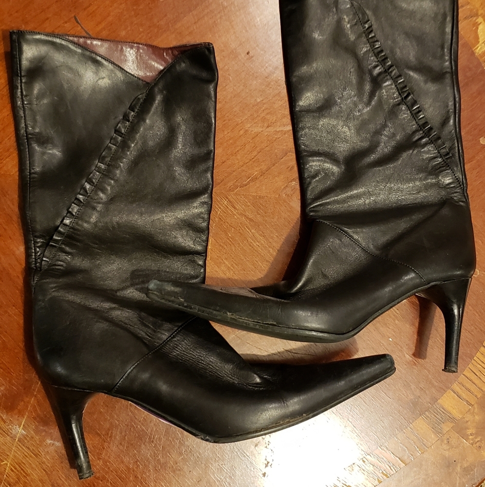Black leather boots